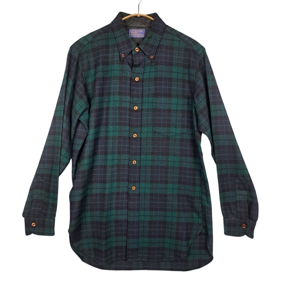 Pendelton Men's 15.5 100% Pure Virgin Wool Long Sleeve Button Down Shirt - Picture 2 of 9